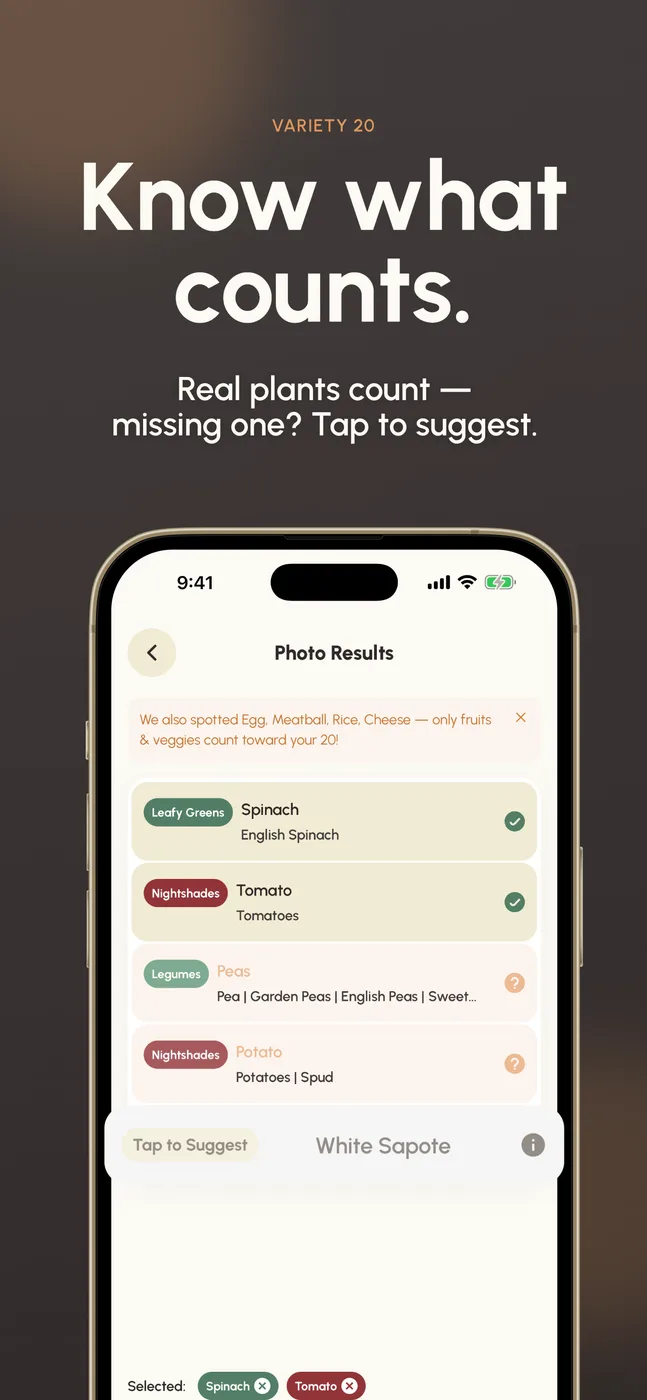 Store screenshot 5 — Know what counts: real plants count, with a request option for missing ones.